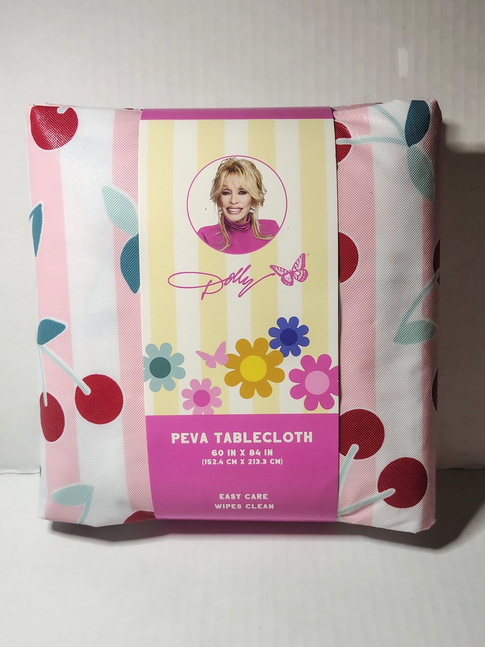 Dolly Parton Pink Cherry & Floral PEVA Tablecloth